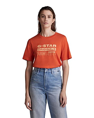 G-STAR RAW Damen Originals Label Regular T-Shirt, Rot (paprika D19953-4107-D116), XS von G-STAR RAW