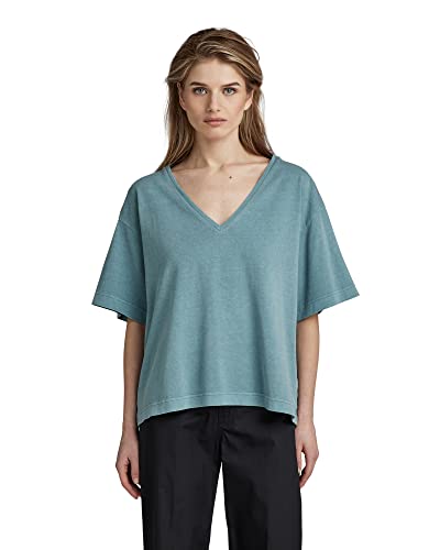 G-STAR RAW Damen Overdyed Deep V-Neck Loose Top, Grün (renaissance foliage green gd D23123-C756-G004), M von G-STAR RAW