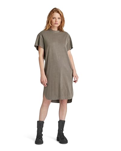 G-Star RAW Damen Overdyed Loose T-Shirt Kleid, Braun (Turf gd D24483-D610-C982), S von G-Star RAW