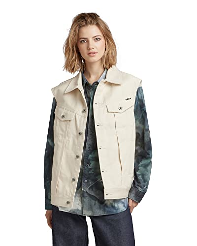 G-STAR RAW Damen Oversized Denim Vest, Beige (ecru D22581-D300-159), S von G-STAR RAW