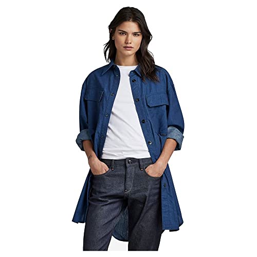 G-STAR RAW Damen Oversized Flap Pocket Hemd Evergreen, Blau (rinsed D22921-D309-082), L von G-STAR RAW