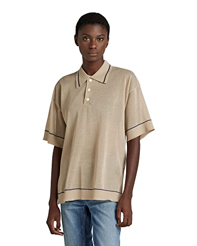 G-STAR RAW Damen Oversized Knitted Poloshirt, Beige (westpoint khaki D21654-D140-C531), M von G-STAR RAW