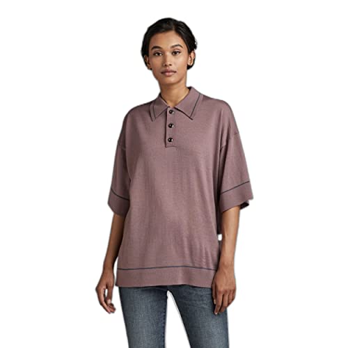 G-STAR RAW Damen Oversized Knitted Poloshirt, Purpur (grape shake D21965-B692-D310), S von G-STAR RAW