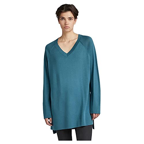 G-Star RAW Damen Oversized V-Neck Knitted Pullover, Blau (Dragonfly D22503-B692-D304), XS von G-STAR
