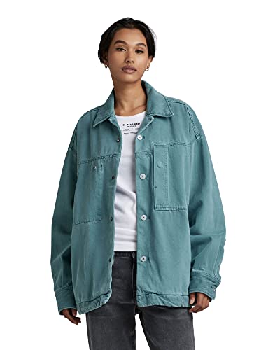 G-STAR RAW Damen Oversized Workwear Hemd, Grün (rainbow foliage green gd D22934-D300-G005), S von G-STAR RAW