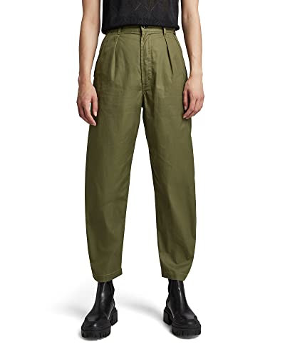 G-STAR RAW Damen Pleated High Waist Chinohose, Grün (shadow olive D22136-D194-B230), 27 von G-STAR RAW