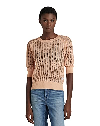 G-STAR RAW Damen Pointelle Knitted Top, Rosa (peach nougat D21656-D140-C962), S von G-STAR RAW