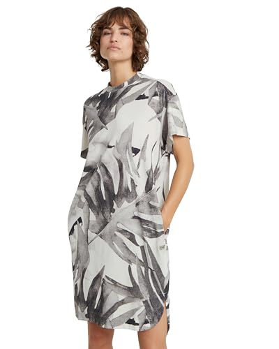 G-Star RAW Damen Printed Loose T-Shirt Kleid, Mehrfarben (Antarctica watertexture Palm D24484-D611-G636), M von G-Star RAW