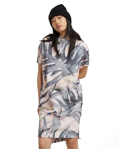 G-Star RAW Damen Printed Loose T-Shirt Kleid, Mehrfarben (Coral pink watertexture Palm D24484-D611-G538), XL von G-Star RAW