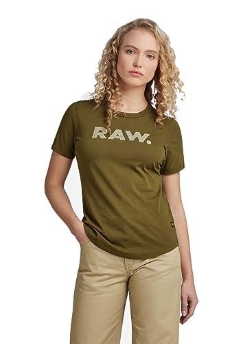 G-STAR RAW Damen RAW. Slim T-Shirt, Grün (dark olive D21226-4107-C744), L von G-STAR RAW