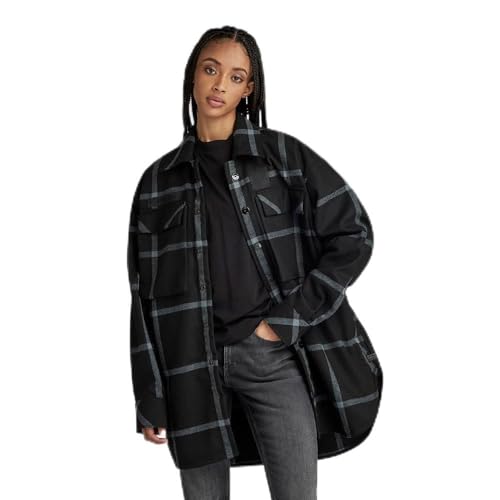 G-STAR RAW Damen Regular Boyfriend Overshirt, Mehrfarben (dk black louis check D23554-D402-D416), M von G-Star RAW