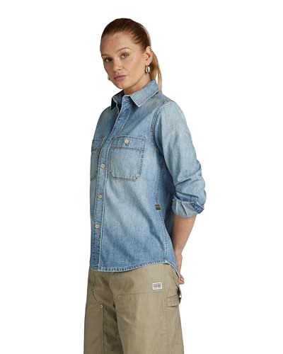 G-Star RAW Damen Regular Denim Hemd, Blau (Sun Faded Thames D24342-D539-G341), XS von G-STAR