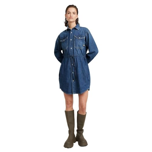 G-Star RAW Damen Relaxed Drawcord Denim Kleid, Blau (Faded Noosa Blue D24353-D252-G310), S von G-STAR RAW