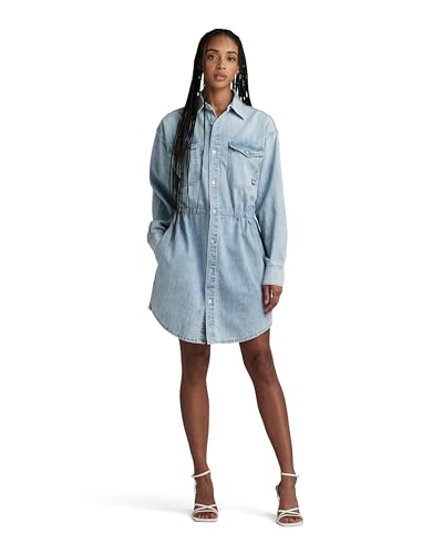 G-Star RAW Damen Relaxed Drawcord Denim Kleid, Blau (Sun Faded Blue Mist D24353-D252-G342), M von G-STAR RAW