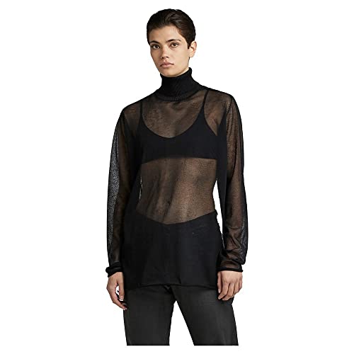 G-STAR RAW Damen Sheer Loose Turtle Knitted Pullover, Schwarz (dk Black D22535-D140-6484), S von G-STAR