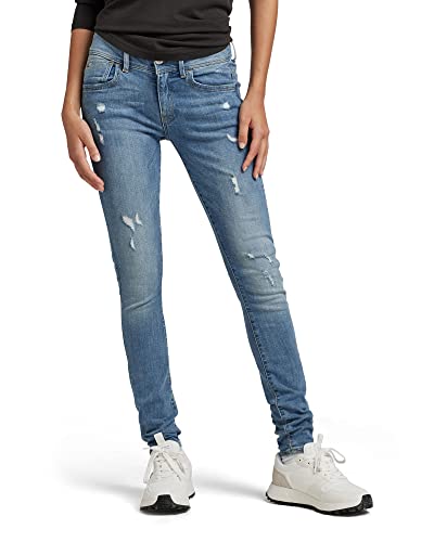 G-STAR Damen Lynn D-mid Waist Super Skinny Jeans Jeans, Blau (Lt Aged Destroy D06333-9136-1243), 26W / 32L von G-STAR