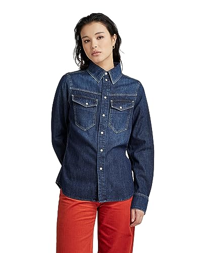 G-STAR RAW Damen Slim Denim Shirt wmn, Blau (Worn in deep sea D23682-D252-G133), XS von G-STAR