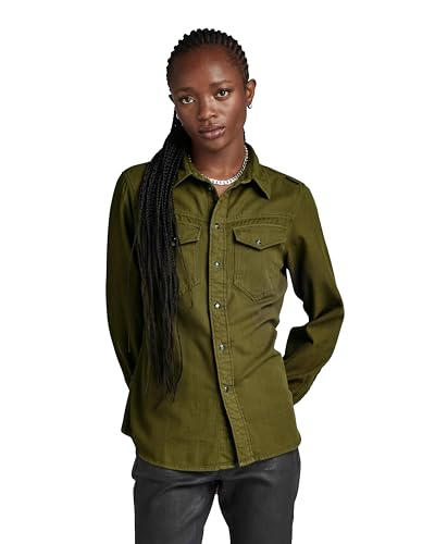 G-STAR RAW Damen Slim Hemd , Grün (dark olive gd D24229-D454-C793), XL von G-STAR RAW