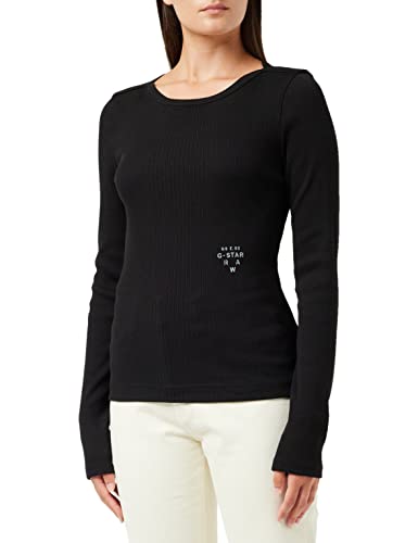 G-STAR RAW Damen Slim Rib Boatneck Top, Schwarz (dk black D22073-C678-6484), XL von G-STAR RAW