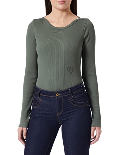 G-STAR RAW Damen Slim Rib Boatneck Top, Grün (lt hunter D22073-C678-8165), XS von G-STAR RAW