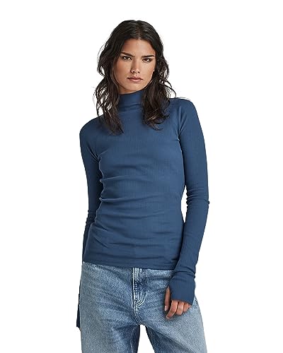 G-STAR RAW Damen Slim Rib Mock Top, Blau (rank blue D23339-D289-868), XXS von G-STAR RAW