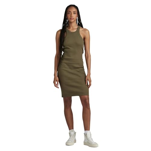G-Star RAW Damen Slim Ribbed Tank Kleid, Grün (dk Shamrock D24485-D289-7159), M von G-STAR