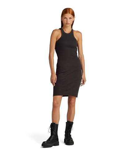 G-Star RAW Damen Slim Ribbed Tank Kleid, Schwarz (dk Black D24485-D289-6484), XL von G-STAR