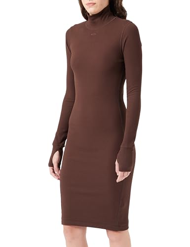 G-STAR RAW Damen Slim rib dress mock ls wmn, Braun (coffee bean D23500-D493-D311), L von G-STAR RAW