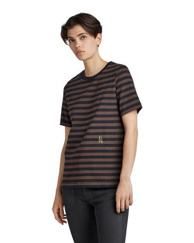 G-STAR RAW Damen Small RAW Graphic Stripe Top, Mehrfarben (chocolat/caviar stripe D22330-C929-D505), S von G-STAR RAW