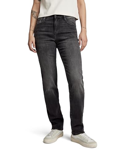 G-Star Raw Damen Strace Straight Jeans, Schwarz (Worn in Black Moon D23951-D431-G108), 30W / 30L von G-Star Raw