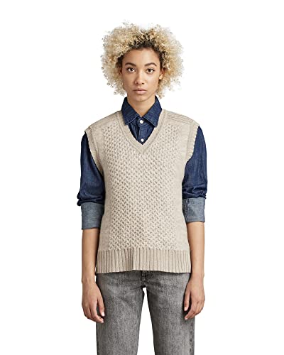 G-STAR RAW Damen Structure Loose Knitted Pullunder, Beige (brown rice D22405-C928-D309), S von G-STAR RAW