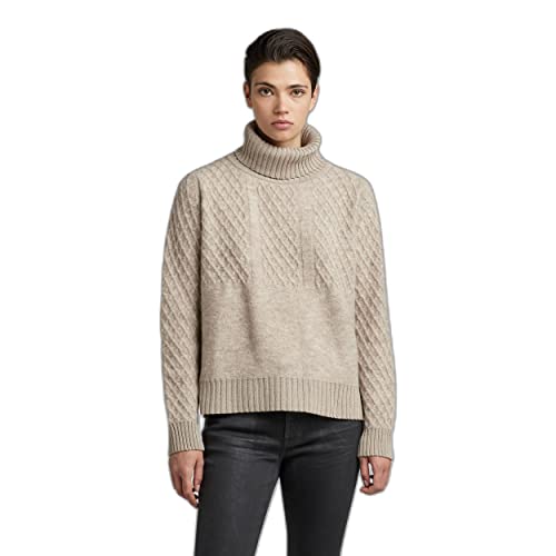 G-STAR RAW Damen Structure Loose Knitted Turtleneck Pullover, Beige (brown rice D22404-C928-D309), L von G-STAR RAW