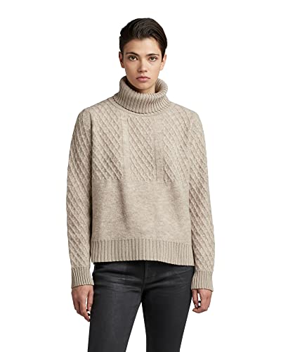 G-STAR RAW Damen Structure Loose Knitted Turtleneck Pullover, Beige (brown rice D22404-C928-D309), M von G-STAR RAW