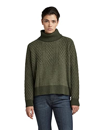 G-STAR RAW Damen Structure Loose Knitted Turtleneck Pullover, Grün (dk green D22404-C928-884), M von G-STAR RAW