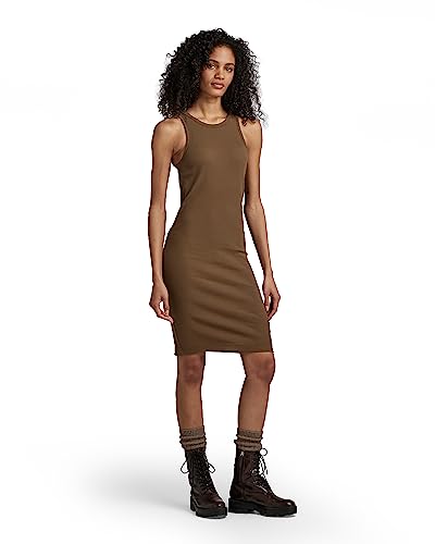 G-STAR RAW Damen Tank Slim Kleid, Braun (rain Drum D22842-D289-D307), M von G-STAR