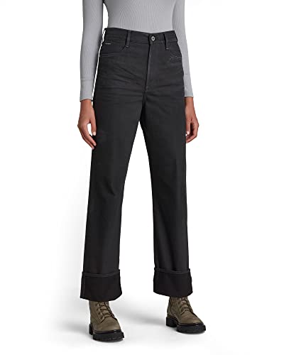 G-STAR RAW Damen Tedie Ultra High Straight Jeans, Schwarz (jet black D20016-C526-A814), 28W / 32L von G-STAR RAW