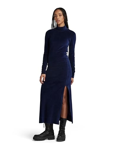 G-Star RAW Damen Velvet Slit Kleid, Blau (warm Sartho D24224-D428-C423), XL von G-STAR RAW