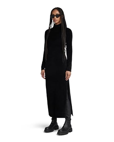 G-Star RAW Damen Velvet Slit Kleid, Schwarz (dk Black D24224-D428-6484), S von G-STAR