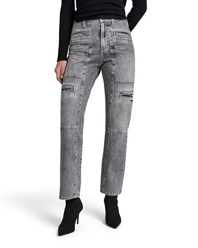 G-STAR RAW Damen Viktoria Utility High Straight Jeans, Grau (faded grey neblina D24566-D537-G324), 27W / 32L von G-STAR RAW