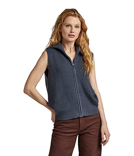 G-STAR RAW Damen Zip Through Knitted Weste, Blau (fantem blue D22485-4426-863), XS von G-STAR RAW