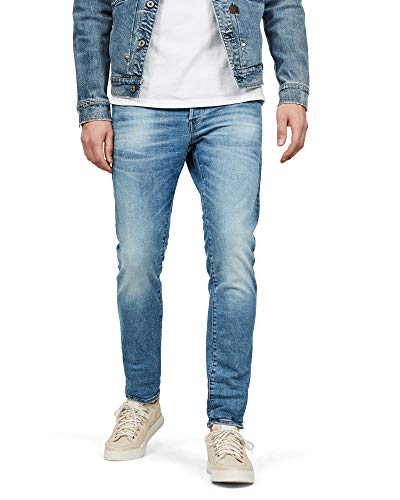 G-STAR RAW Herren 3301 Slim Fit Jeans, Blau (authentic faded blue 51001-B631-A817), 32W / 36L von G-STAR RAW