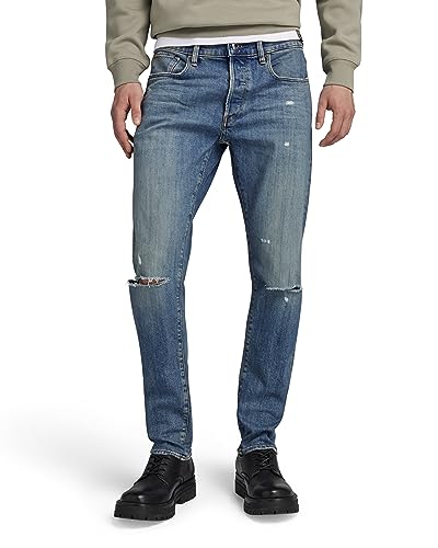 G-STAR RAW Herren 3301 Slim Jeans, Blau (antique faded oasis ripped 51001-D498-G128), 38W / 36L von G-STAR RAW