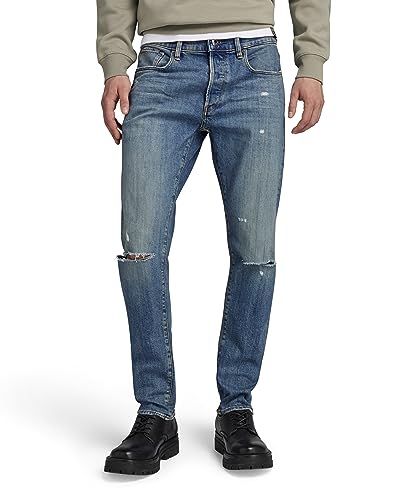 G-Star Herren 3301 Slim Fit Jeans, Blau (antique faded oasis ripped 51001-D498-G128), 40W / 36L von G-STAR