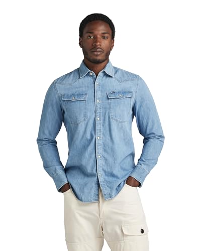 G-STAR RAW Herren Unisex 3301 Slim Shirt, Blau (medium aged D12697-D013-071), XXL von G-STAR RAW