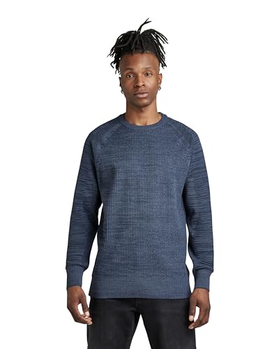 G-STAR RAW Herren 3D Biker Knitted Pullover, Mehrfarben (fantem blue/sartho blue D21950-C259-D374), XS von G-STAR RAW