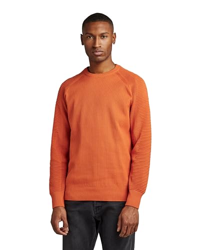 G-STAR RAW Herren 3D Biker Knitted Pullover, Mehrfarben (gold flame/burned orange D21950-C259-D371), S von G-STAR RAW