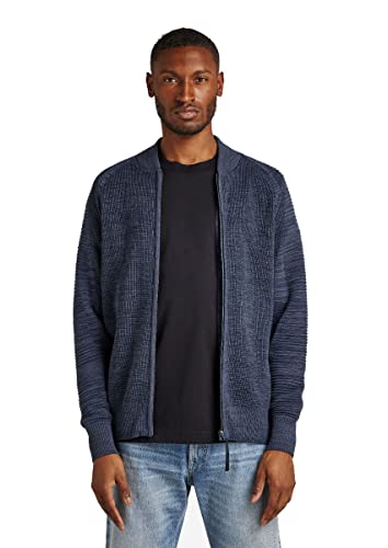 G-STAR RAW Herren 3D Biker Knitted Zip Through Strickjacke, Mehrfarben (fantem blue/sartho blue D21952-C259-D374), M von G-STAR RAW