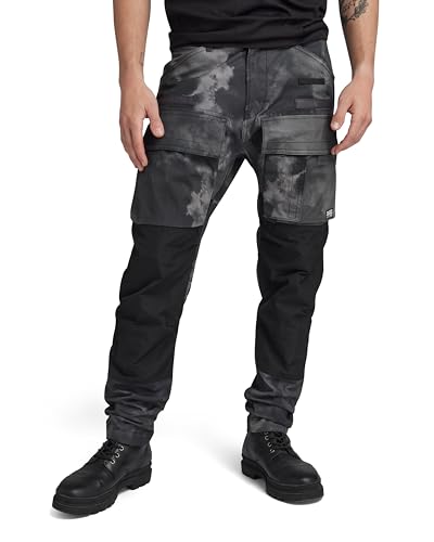 G-STAR RAW Herren 3D Regular Tapered Cargohose, Mehrfarben (dk black blurry camo D23636-D386-G144), 34W / 30L von G-STAR RAW