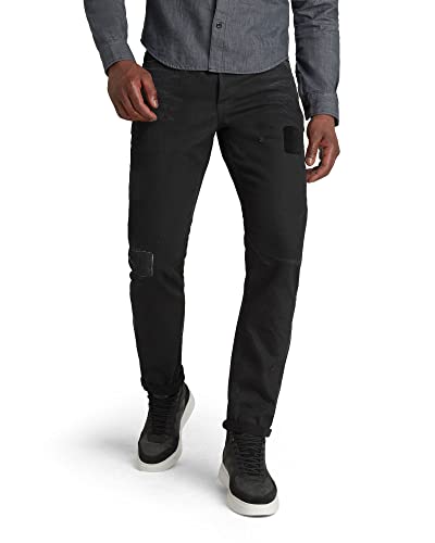 G-STAR RAW Herren A-Staq Tapered Jeans, Schwarz (jet black rescue patch restored D20005-C526-C770), 30W / 34L von G-STAR RAW