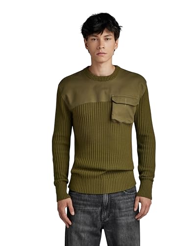 G-STAR RAW Herren Army r knit, Grün (dark olive D23525-D496-C744), L von G-STAR RAW